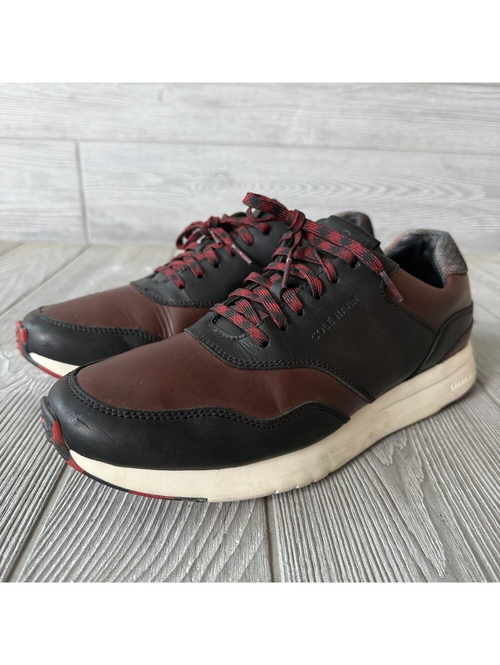 Cole Haan Grand.ØS Men’s 8.5 Brown Black Leather Sneakers C28697 Casual Work